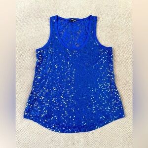 Express Blue Sequin Tank Top with Shimmering Design
